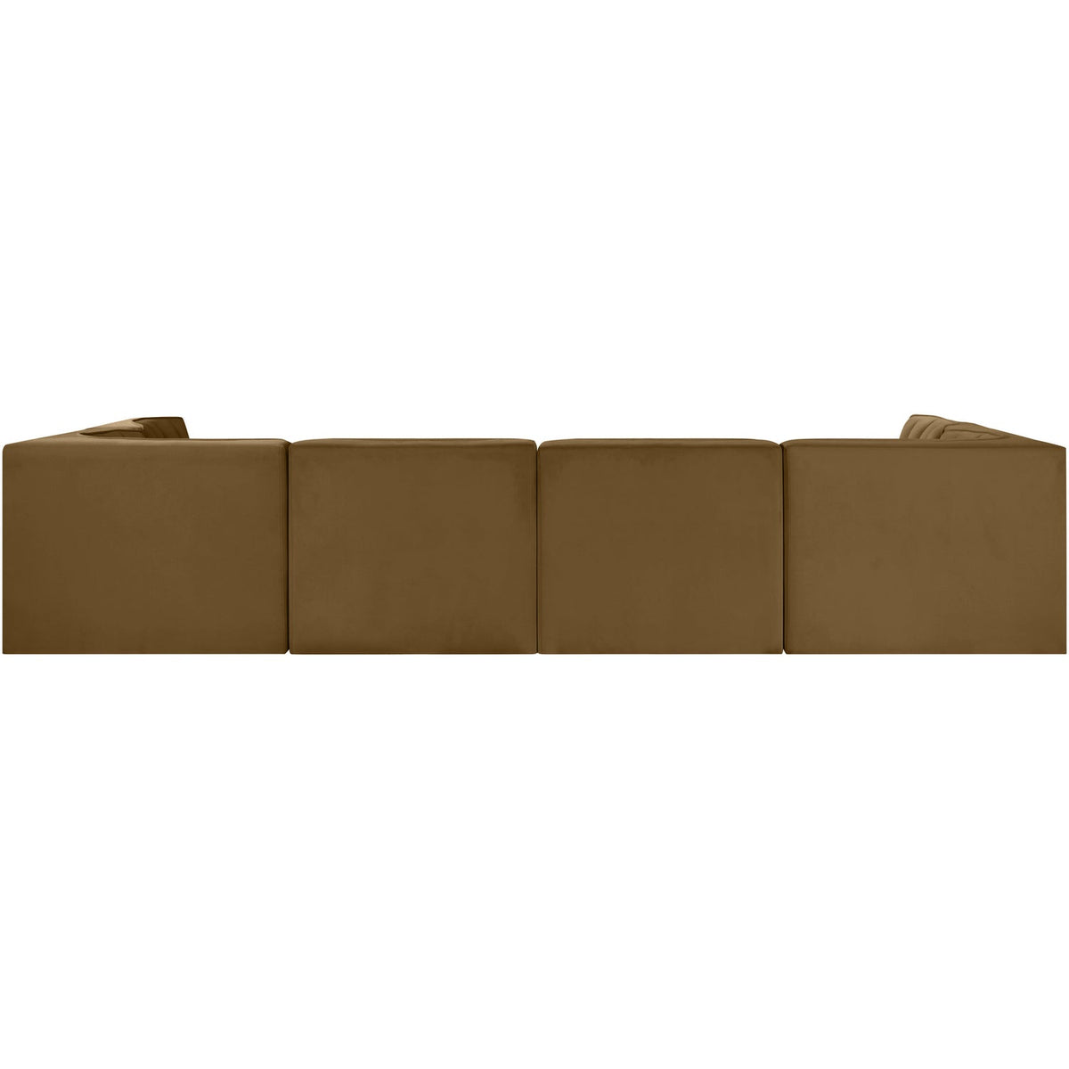 Rummi Saddle Velvet Performance Fabric Upholstered 6 Piece Modular Sectional Sofa
