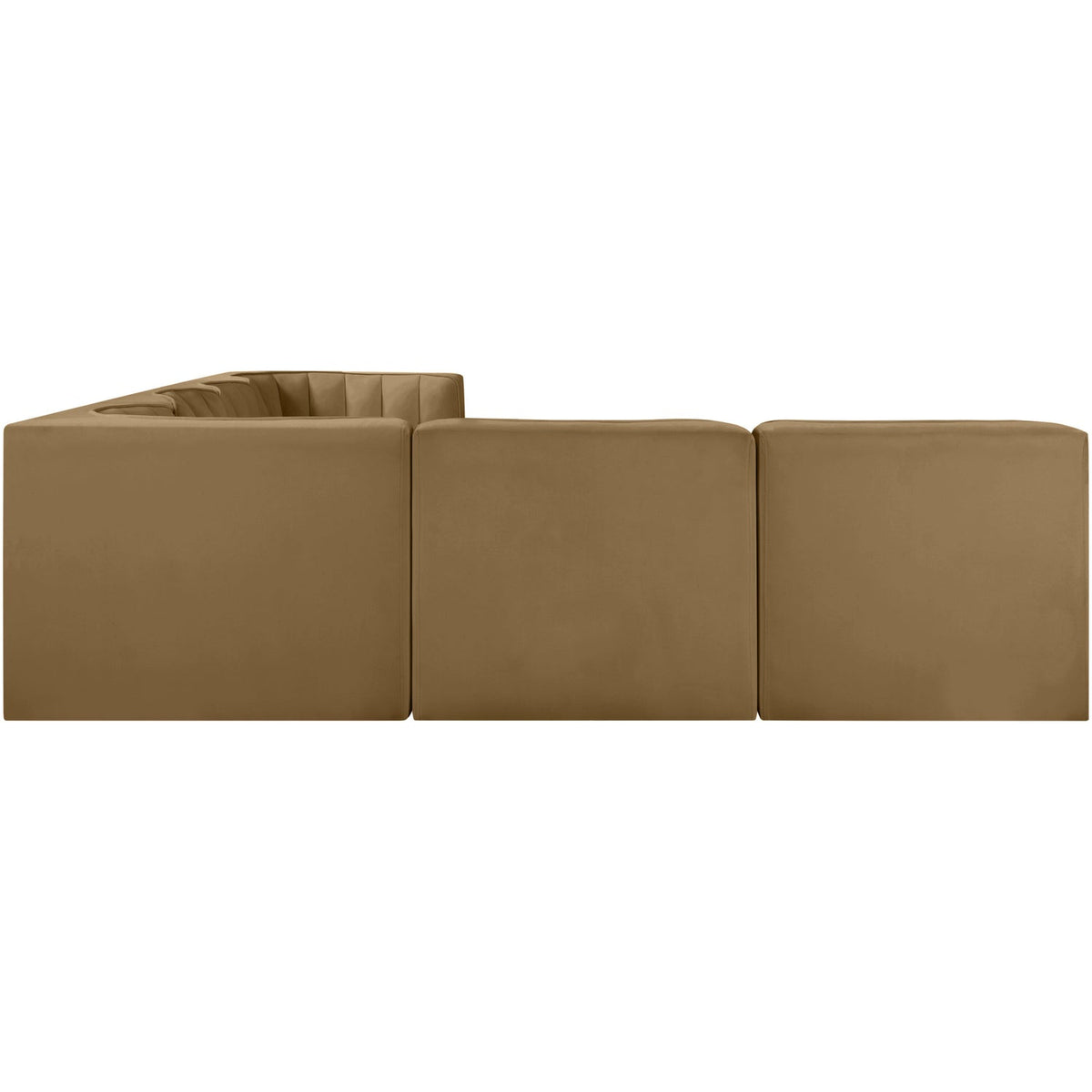 Rummi Saddle Velvet Performance Fabric Upholstered 6 Piece Modular Sectional Sofa