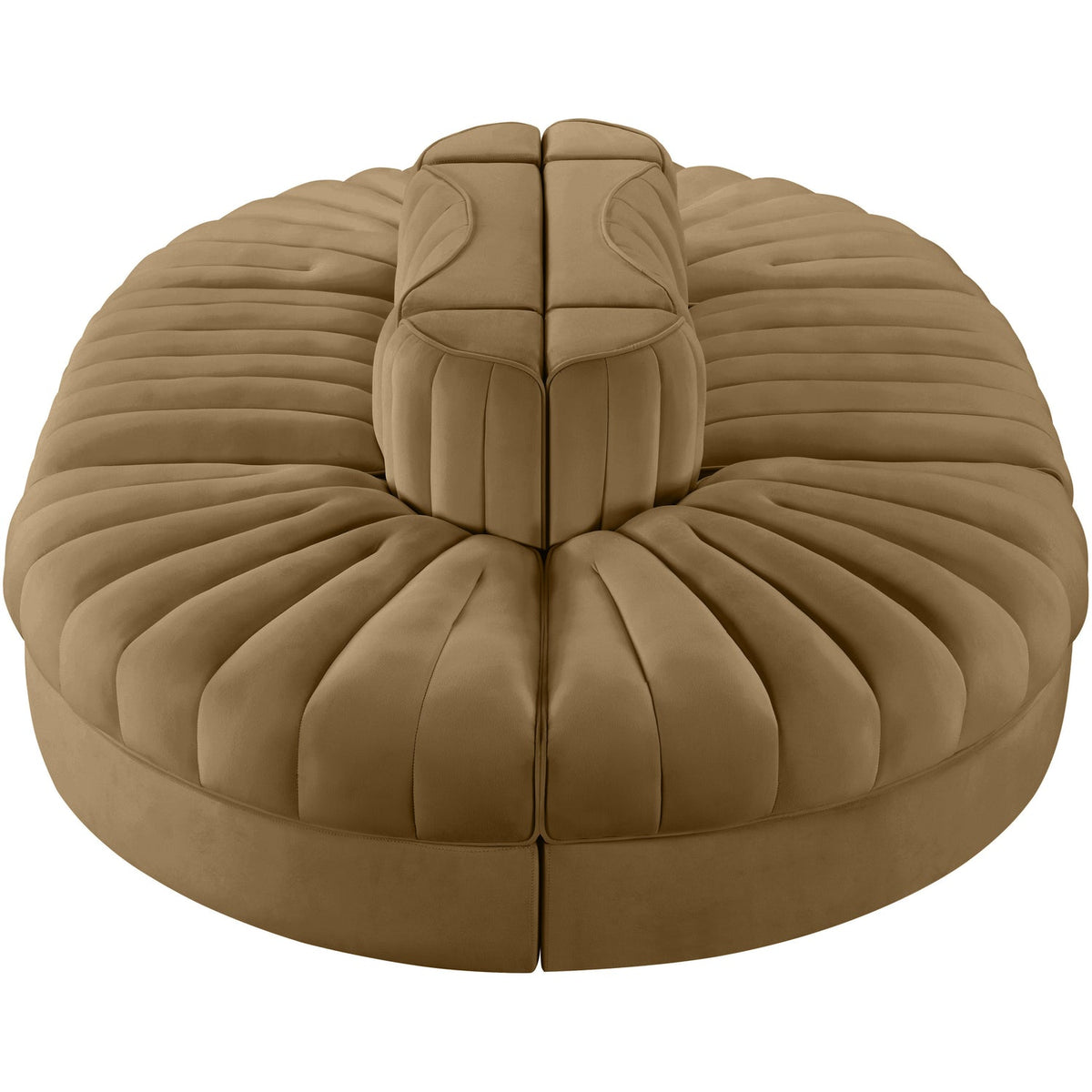 Rummi Saddle Velvet Performance Fabric Upholstered 6 Piece Modular Sectional Sofa
