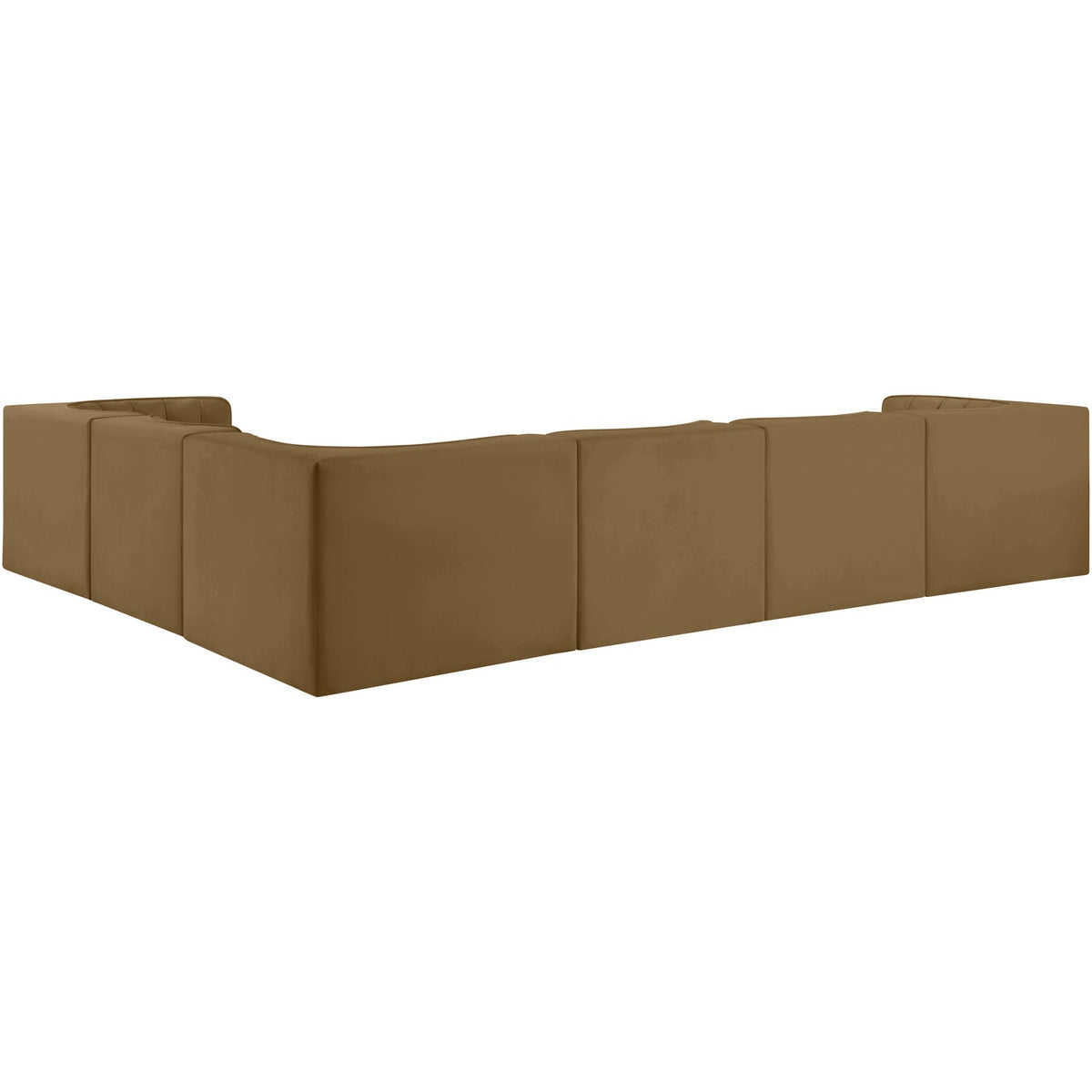 Rummi Saddle Velvet Performance Fabric Upholstered 6 Piece Modular Sectional Sofa