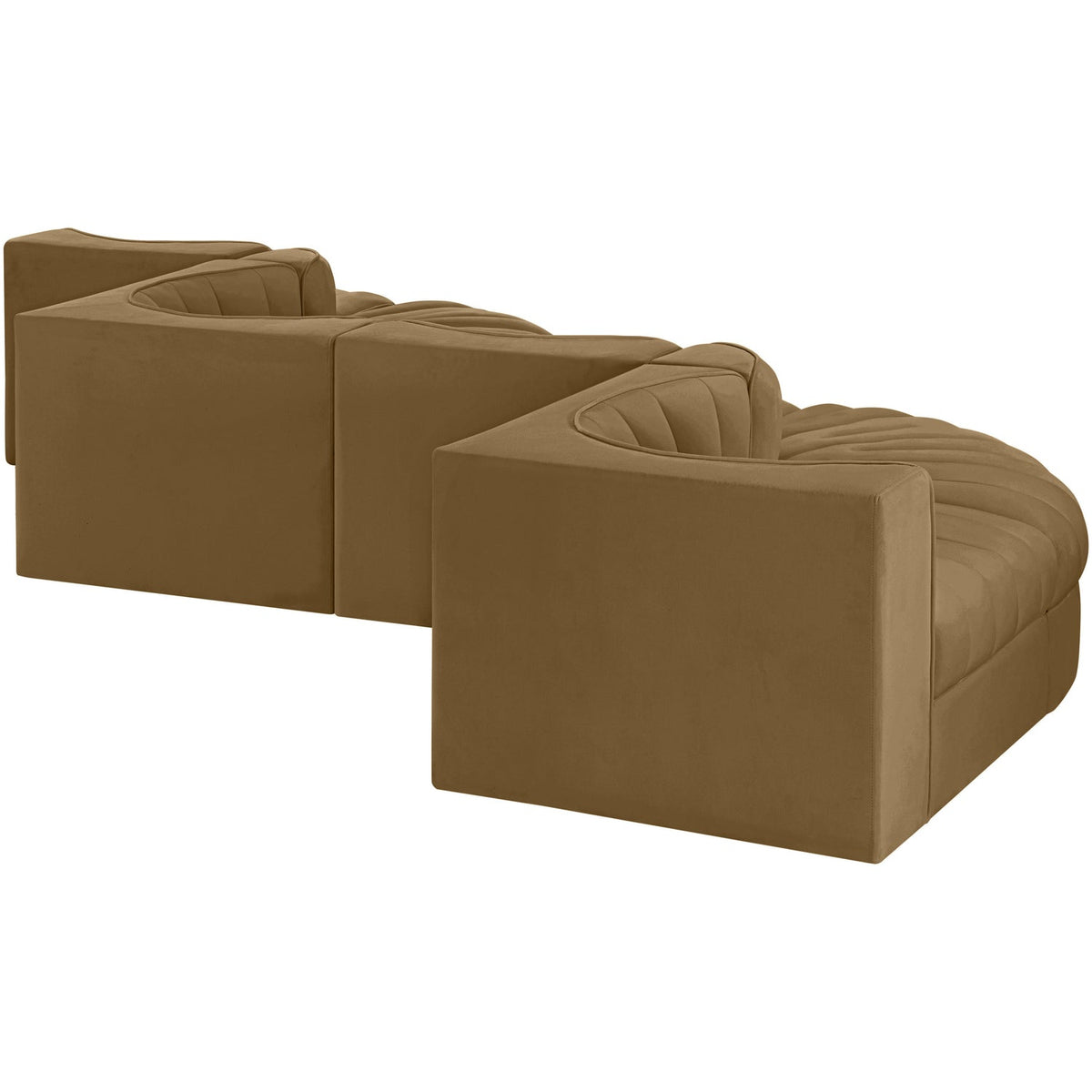 Rummi Saddle Velvet Performance Fabric Upholstered 6 Piece Modular Sectional Sofa