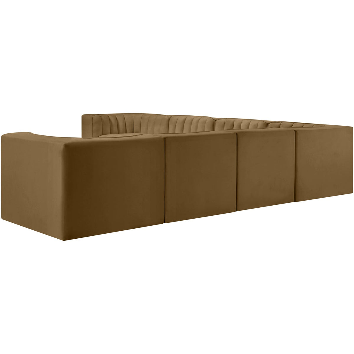 Rummi Saddle Velvet Performance Fabric Upholstered 7 Piece Modular Sectional Sofa