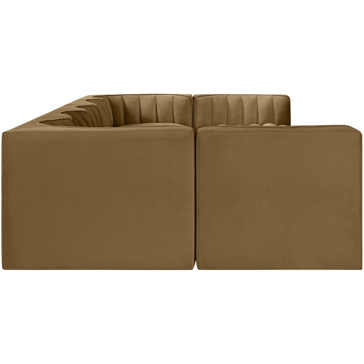 Rummi Saddle Velvet Performance Fabric Upholstered 7 Piece Modular Sectional Sofa