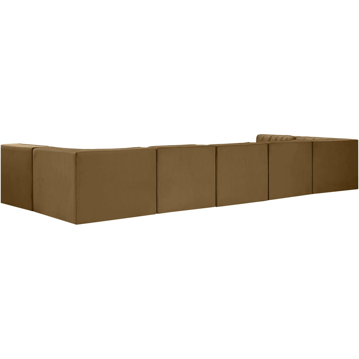 Rummi Saddle Velvet Performance Fabric Upholstered 7 Piece Modular Sectional Sofa