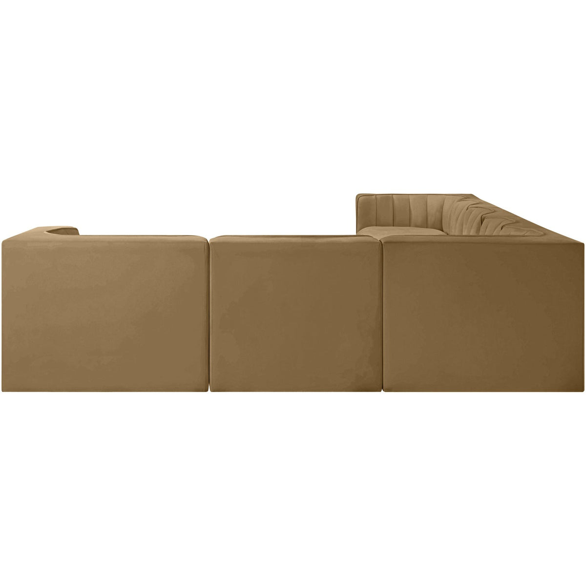 Rummi Saddle Velvet Performance Fabric Upholstered 7 Piece Modular Sectional Sofa