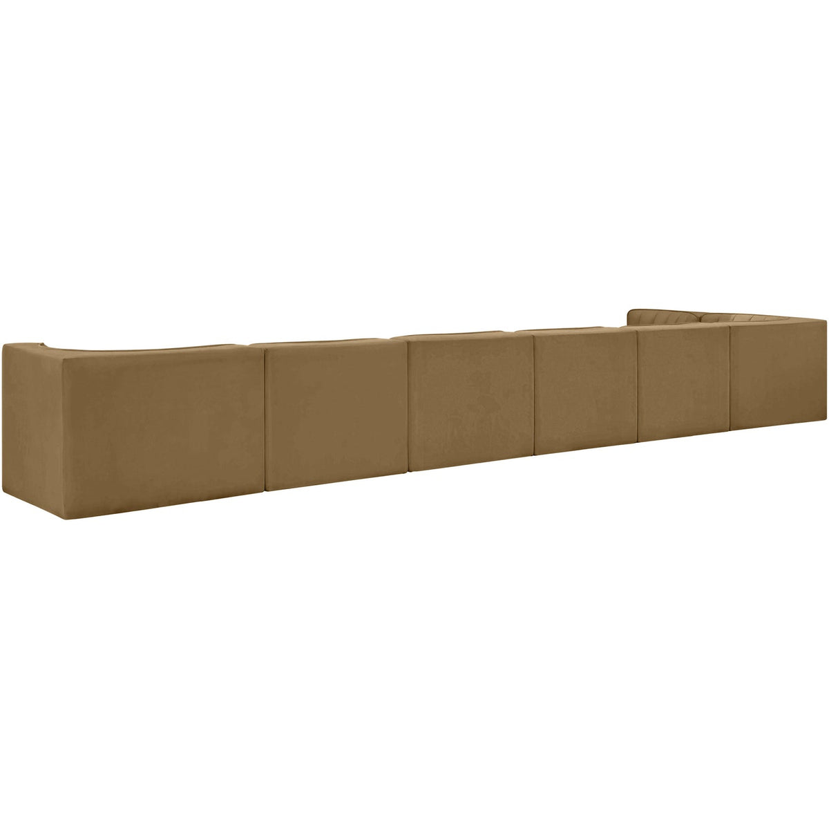 Rummi Saddle Velvet Performance Fabric Upholstered 7 Piece Modular Sectional Sofa