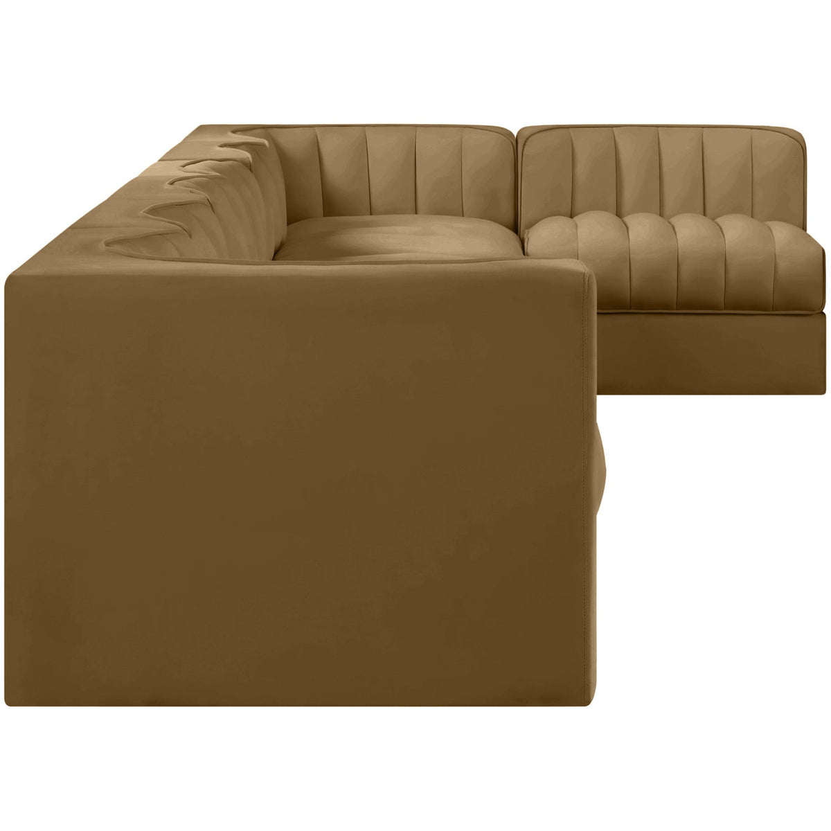 Rummi Saddle Velvet Performance Fabric Upholstered 7 Piece Modular Sectional Sofa