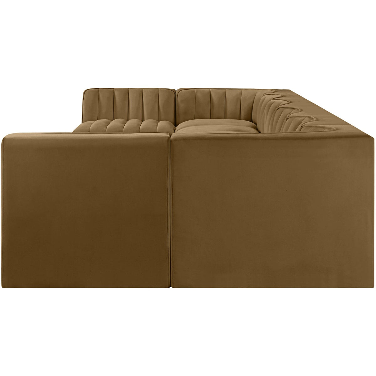 Rummi Saddle Velvet Performance Fabric Upholstered 8 Piece Modular Sectional Sofa