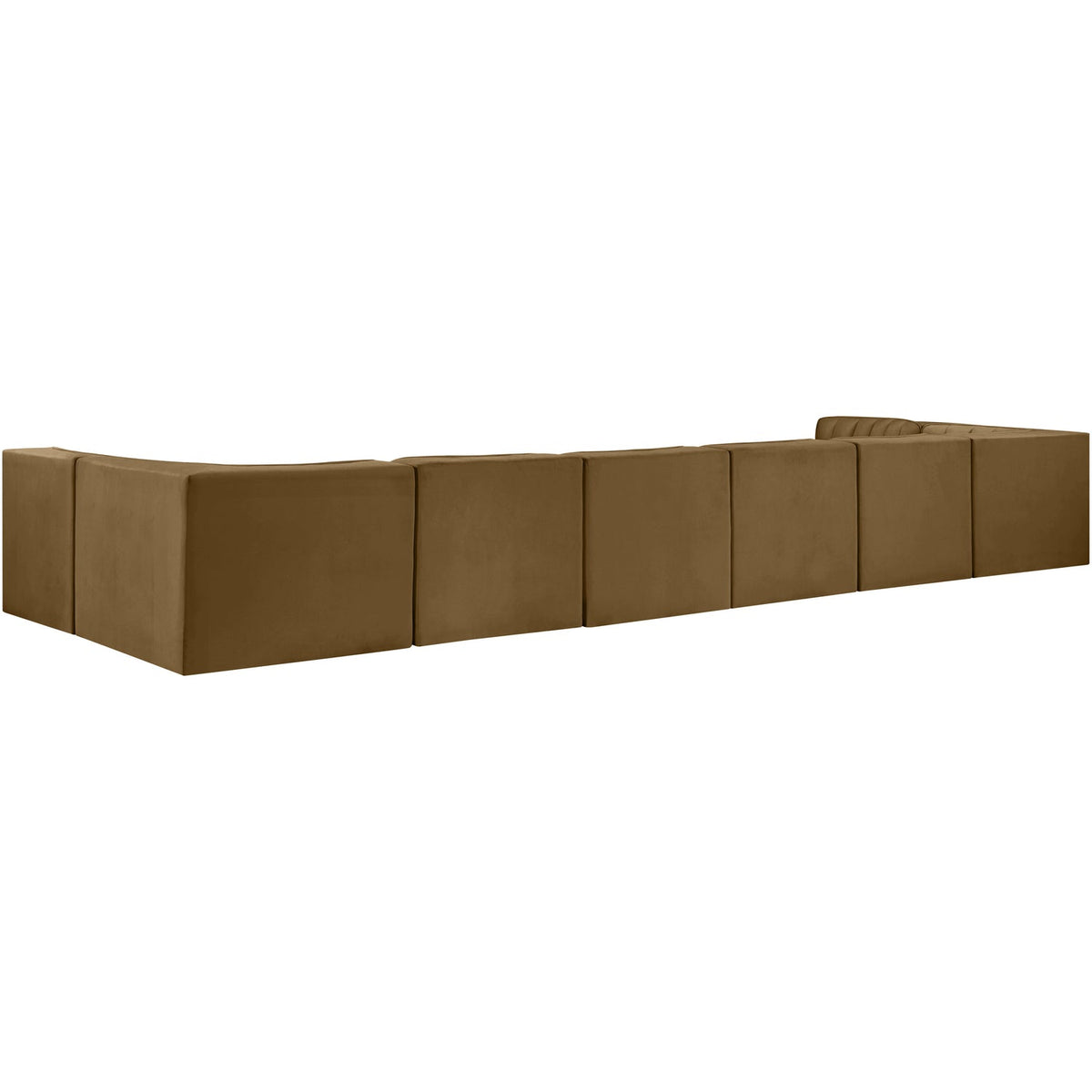 Rummi Saddle Velvet Performance Fabric Upholstered 8 Piece Modular Sectional Sofa