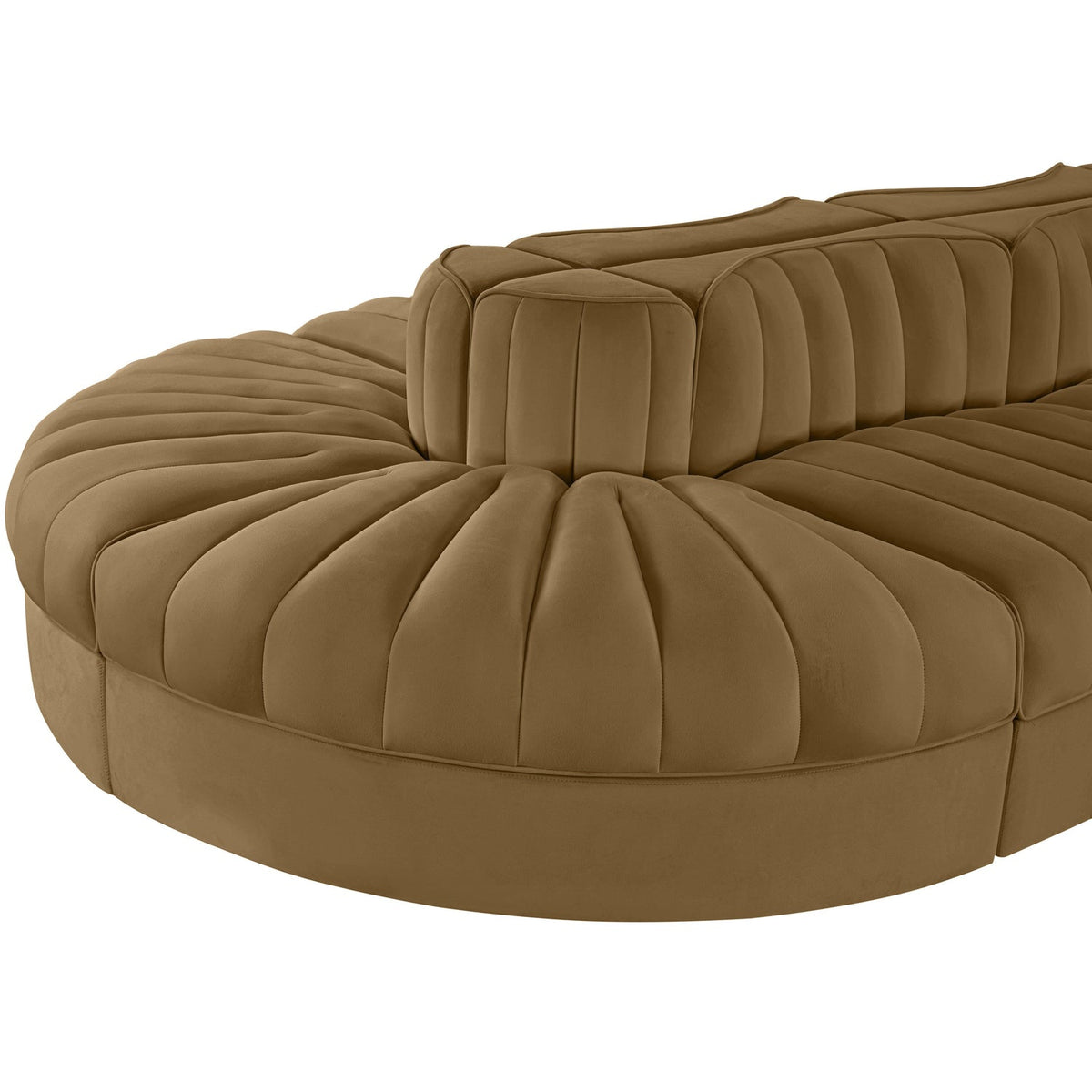 Rummi Saddle Velvet Performance Fabric Upholstered 8 Piece Modular Sectional Sofa