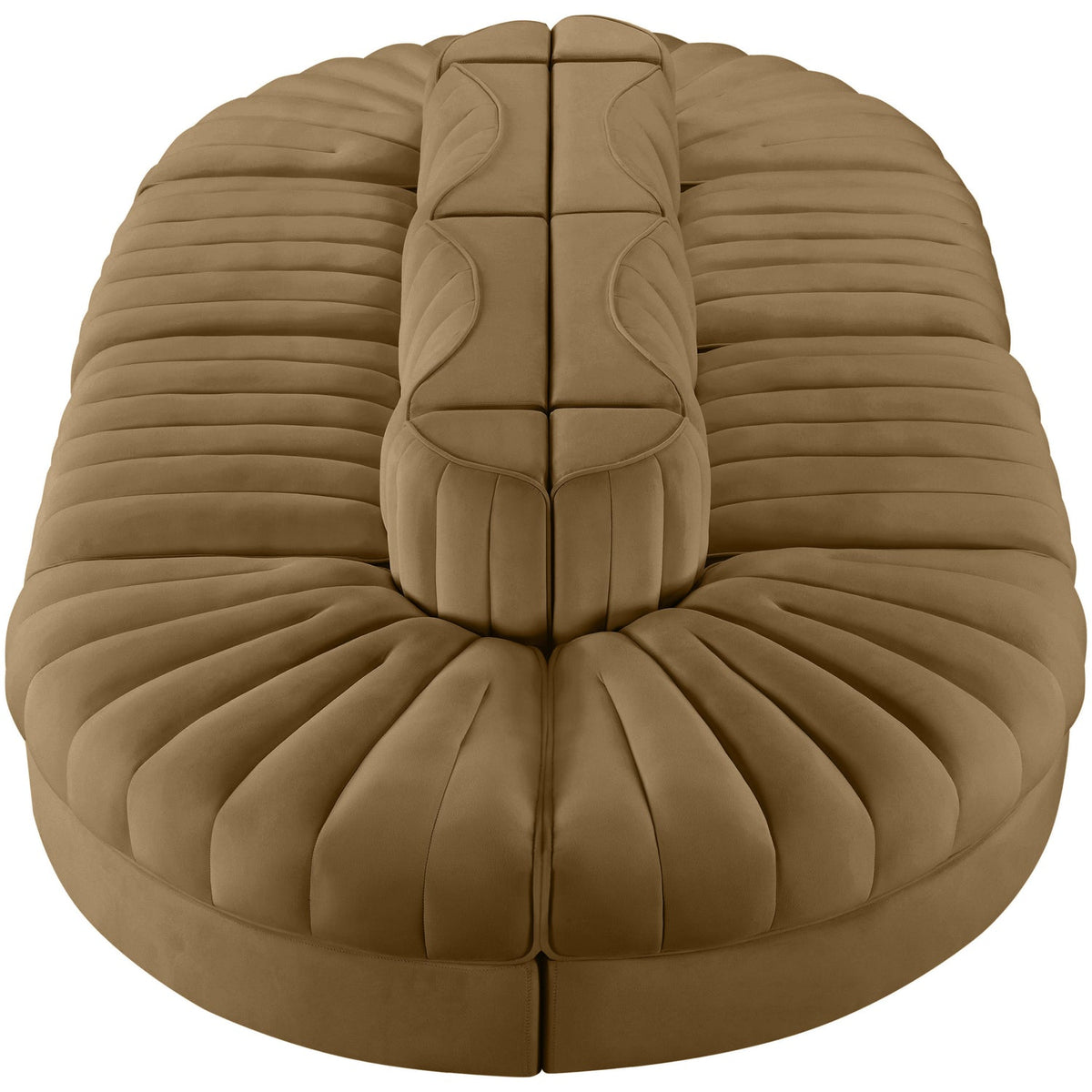 Rummi Saddle Velvet Performance Fabric Upholstered 8 Piece Modular Sectional Sofa