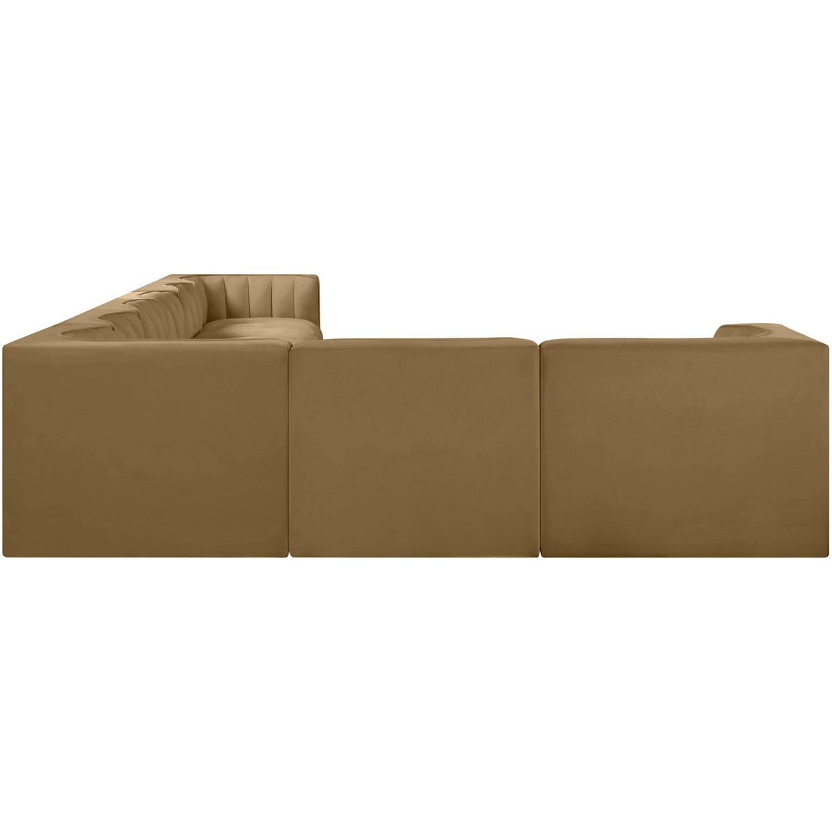 Rummi Saddle Velvet Performance Fabric Upholstered 8 Piece Modular Sectional Sofa