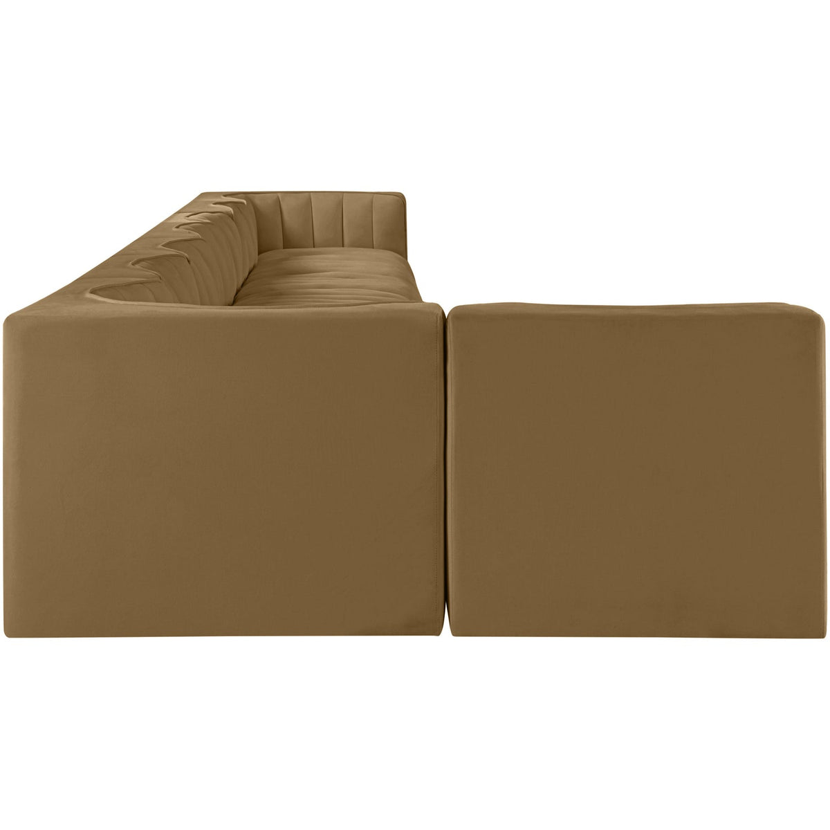 Rummi Saddle Velvet Performance Fabric Upholstered 8 Piece Modular Sectional Sofa