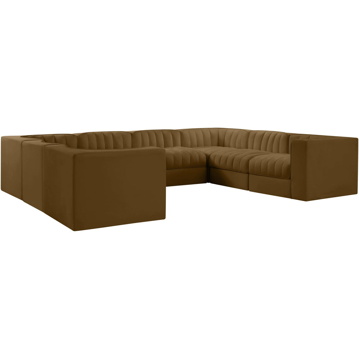 Rummi Saddle Velvet Performance Fabric Upholstered Modular Sectional Sofa