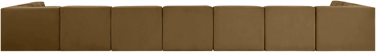 Rummi Saddle Velvet Performance Fabric Upholstered 9 Piece Modular Sectional Sofa