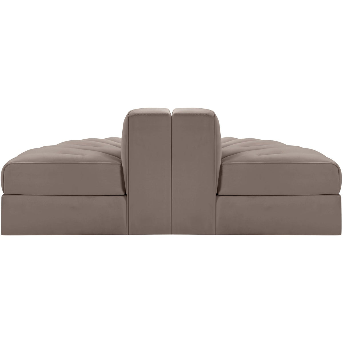 Rummi Taupe Velvet Performance Fabric Upholstered 2 Piece Modular Sofa