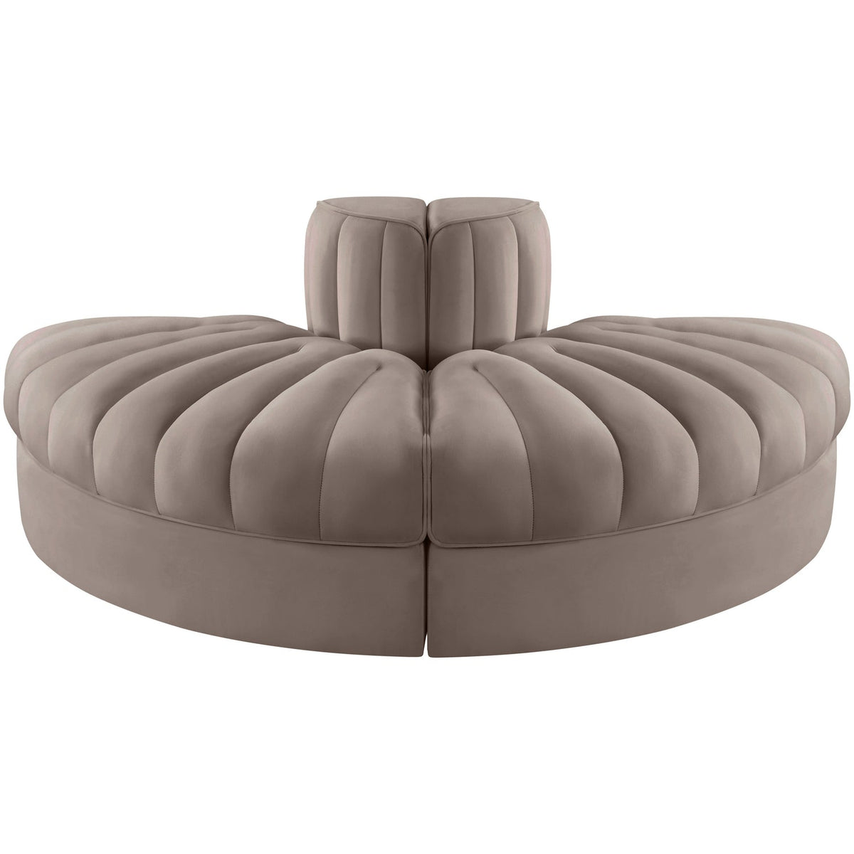 Rummi Taupe Velvet Performance Fabric Upholstered 2 Piece Modular Sofa