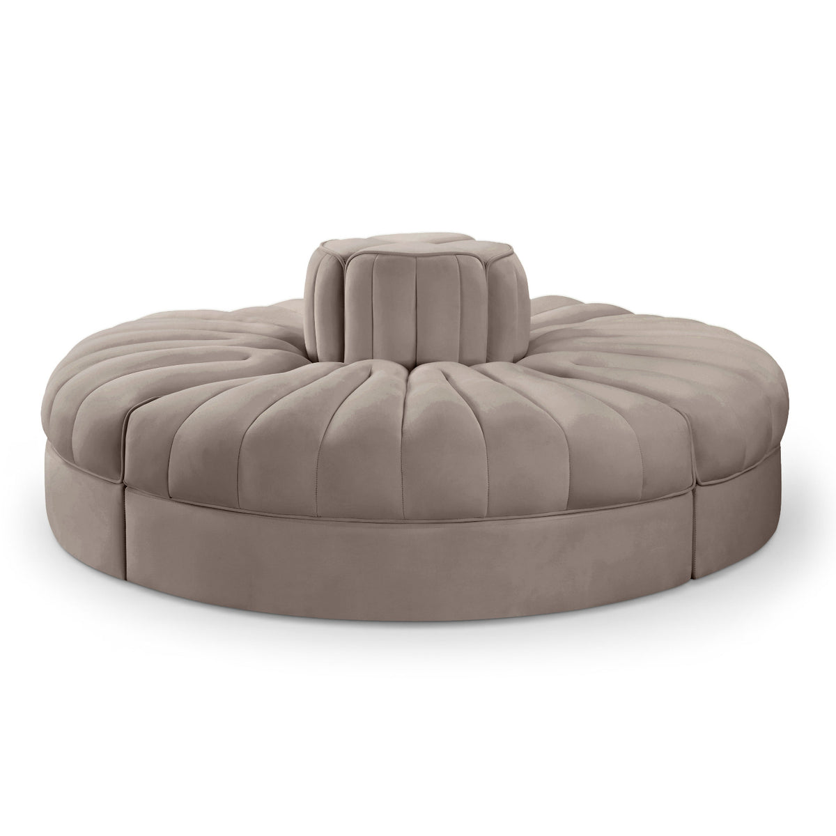 Rummi Taupe Velvet Performance Fabric Upholstered 4pc. Modular Sofa in taupe velvet, primary product view