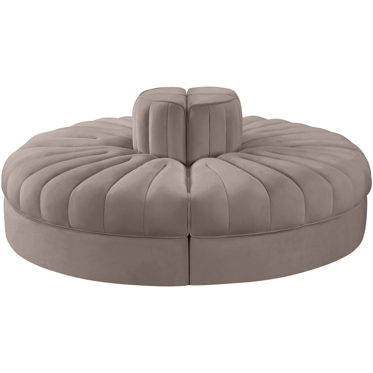 Rummi Taupe Velvet Performance Fabric Upholstered 4 Piece Modular Sofa