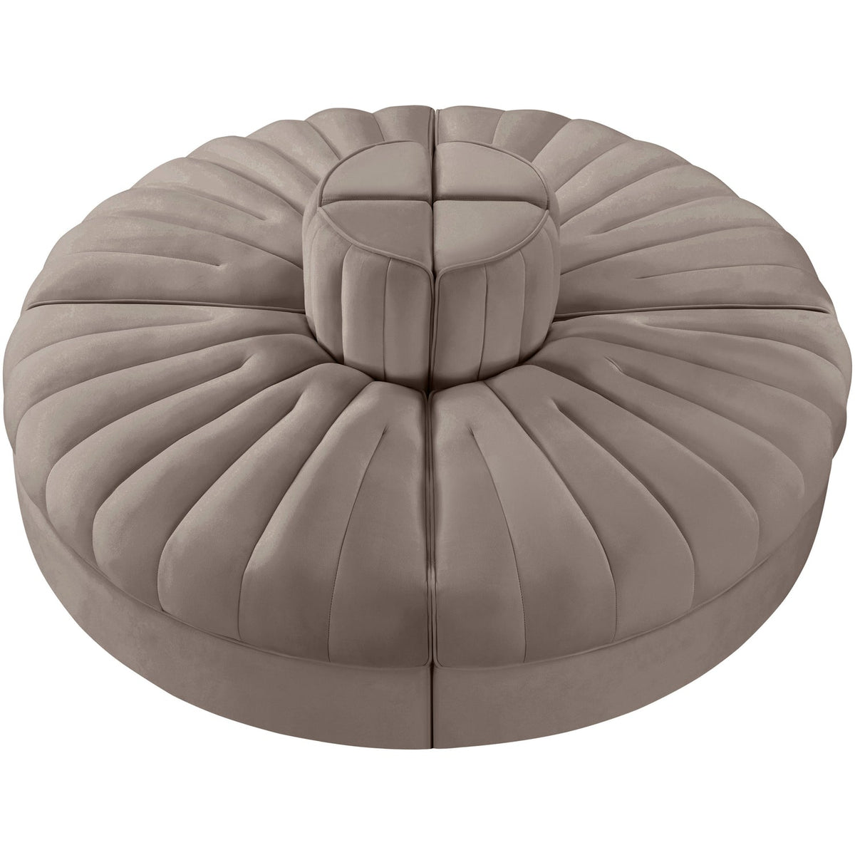 Rummi Taupe Velvet Performance Fabric Upholstered 4 Piece Modular Sofa