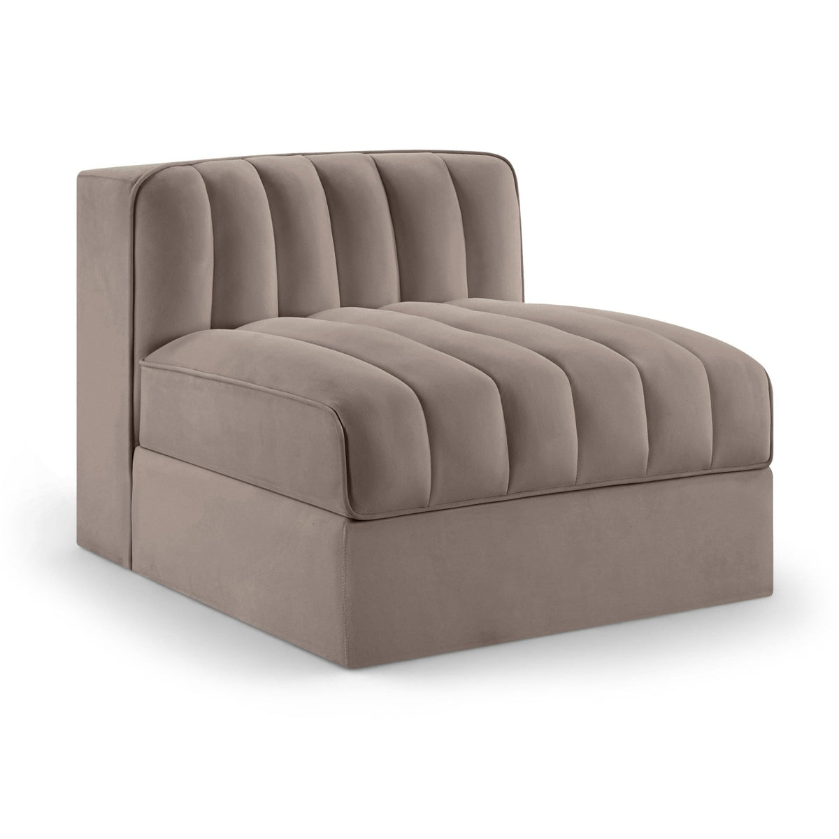 Rummi Taupe Velvet Performance Fabric Upholstered Modular Chair in taupe performance velvet, primary product view