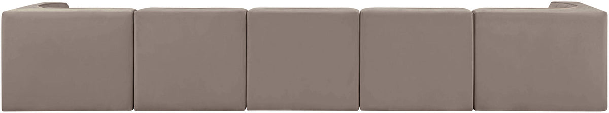 Rummi Taupe Velvet Performance Fabric Upholstered 5 Piece Modular Sofa