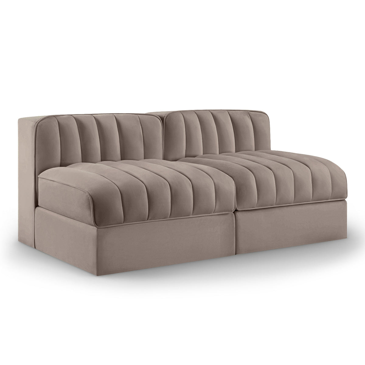 Rummi Taupe Velvet Performance Fabric Upholstered 2pc. Modular Loveseat in Taupe velvet, 58"W, primary product view
