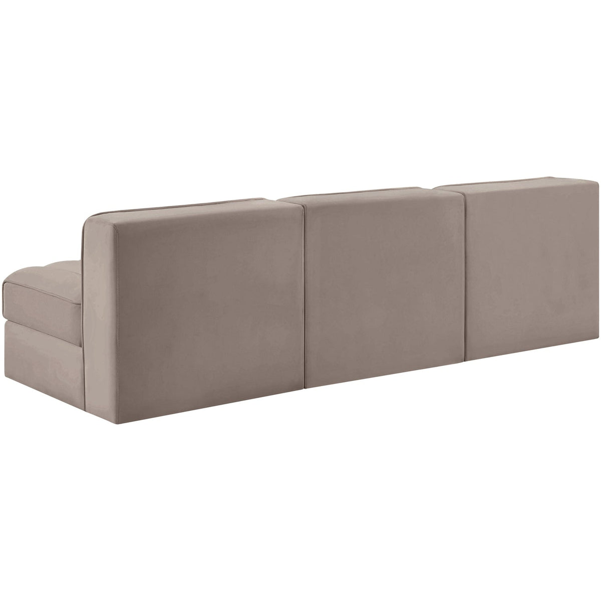 Rummi Taupe Velvet Performance Fabric Upholstered 3 Piece Modular Sofa