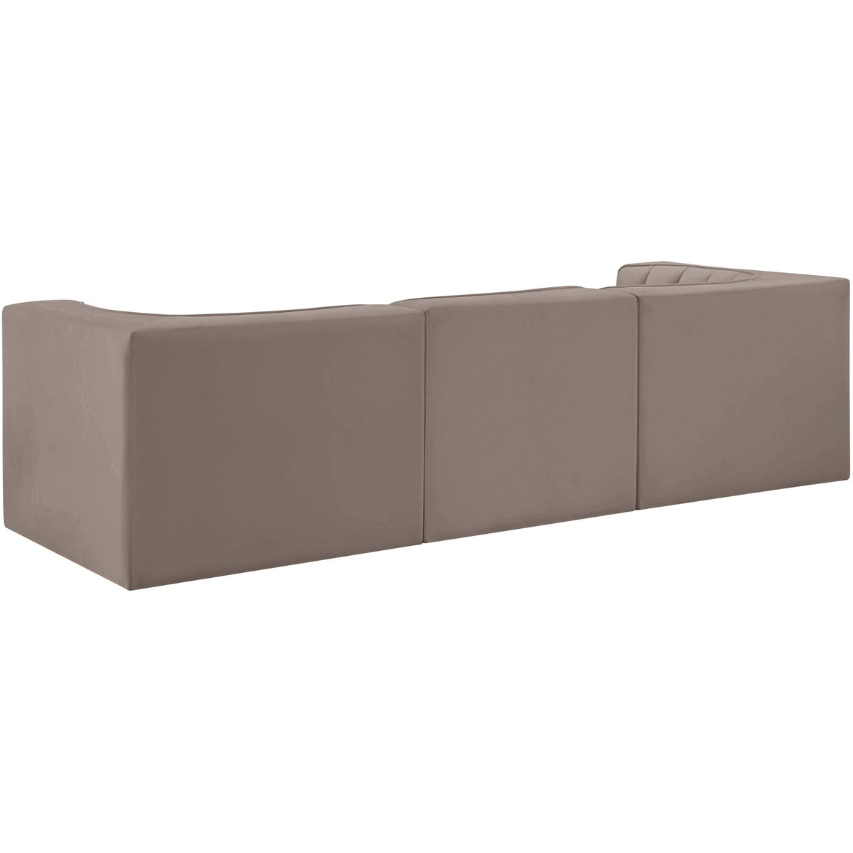 Rummi Taupe Velvet Performance Fabric Upholstered 3 Piece Modular Sofa