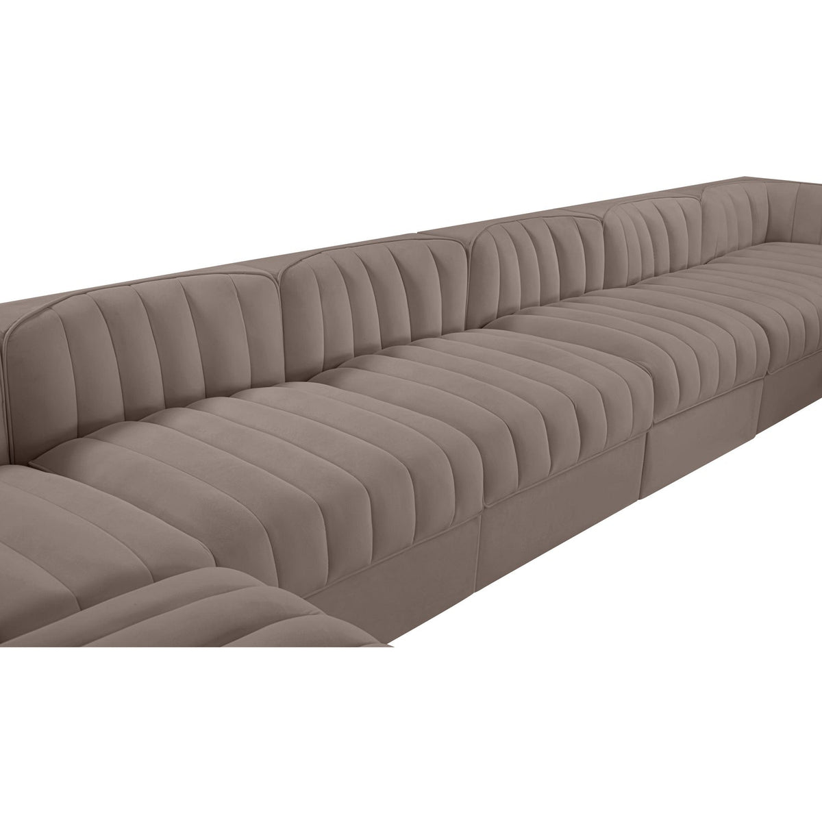 Rummi Taupe Velvet Performance Fabric Upholstered 10 Piece Modular Sectional Sofa