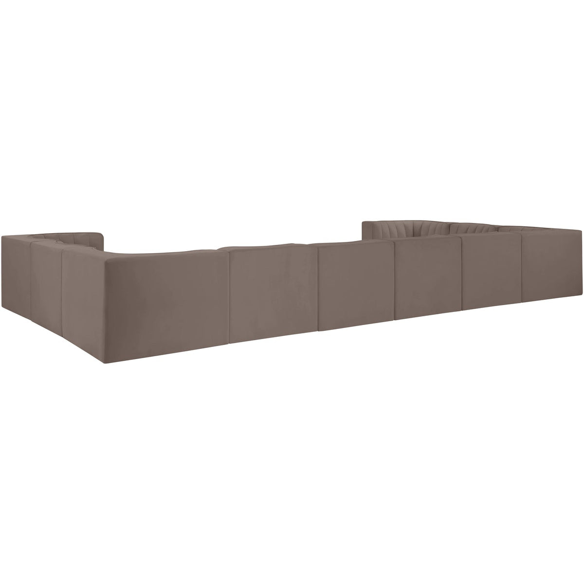 Rummi Taupe Velvet Performance Fabric Upholstered 10 Piece Modular Sectional Sofa