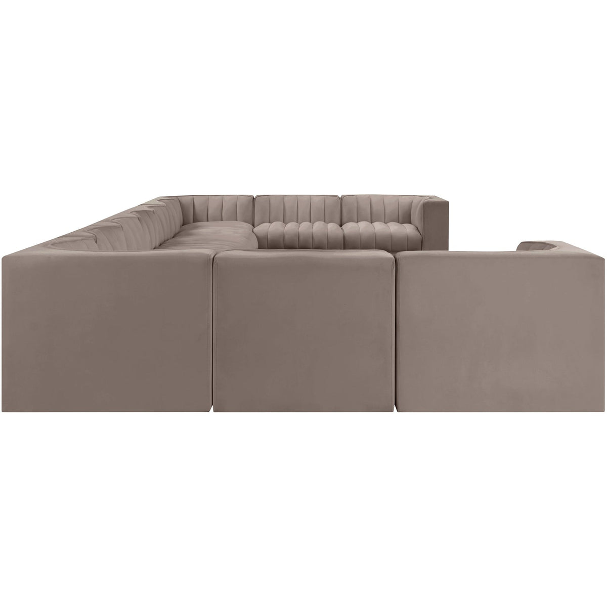 Rummi Taupe Velvet Performance Fabric Upholstered 11 Piece Modular Sectional Sofa