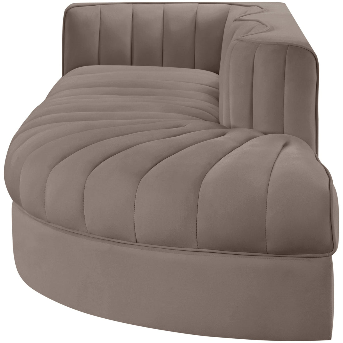 Rummi Taupe Velvet Performance Fabric Upholstered 3 Piece Modular Sectional Sofa