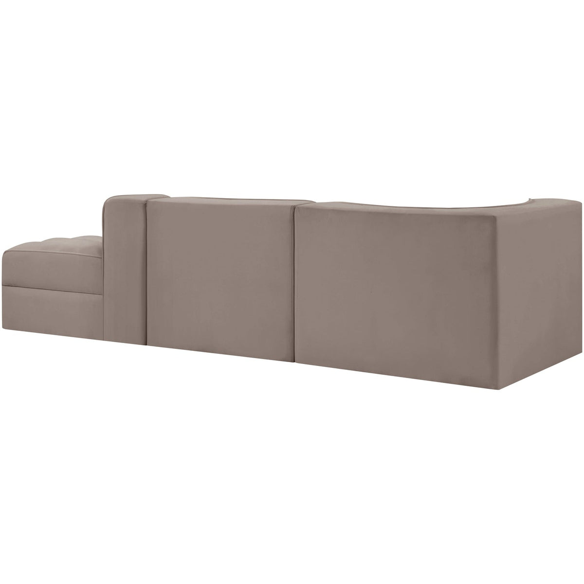 Rummi Taupe Velvet Performance Fabric Upholstered 3 Piece Modular Sectional Sofa