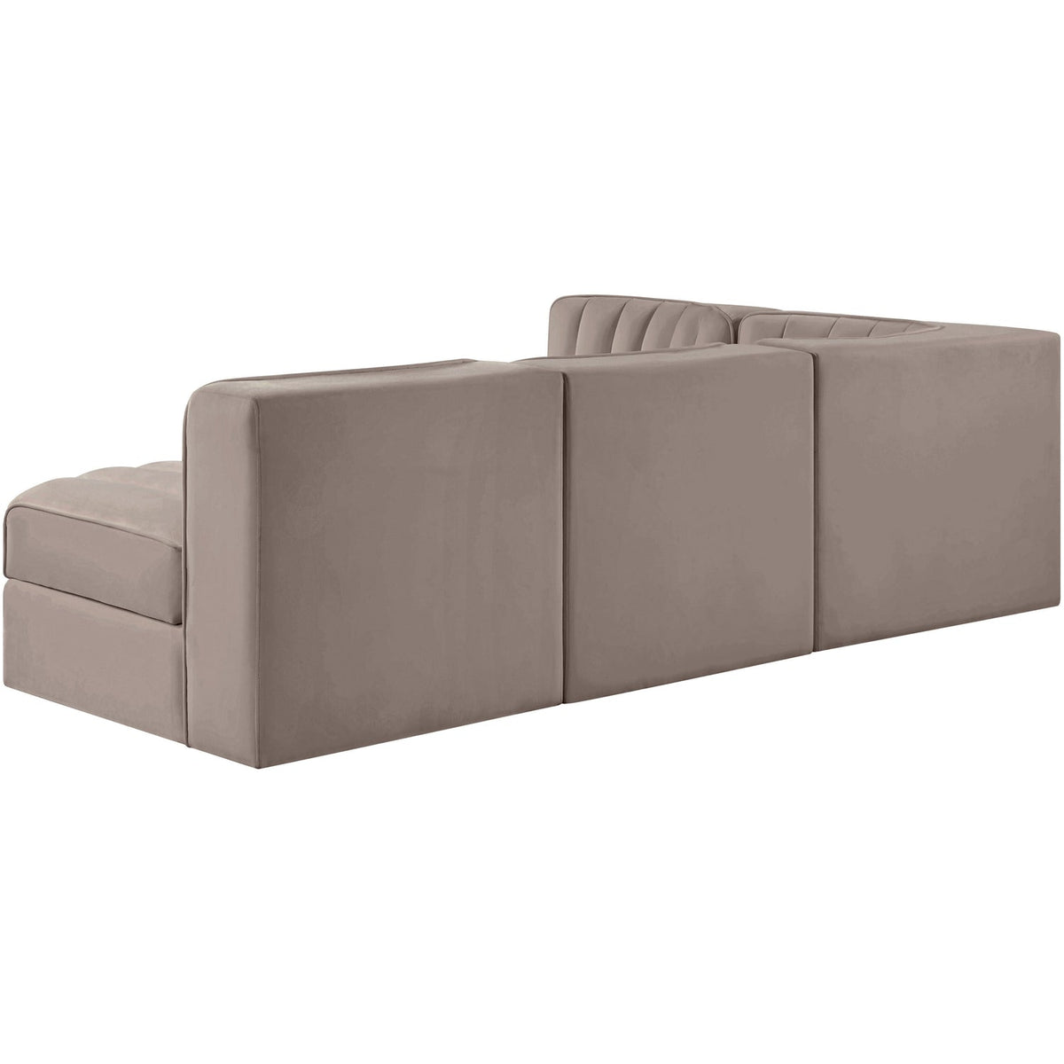 Rummi Taupe Velvet Performance Fabric Upholstered 4 Piece Modular Sectional Sofa
