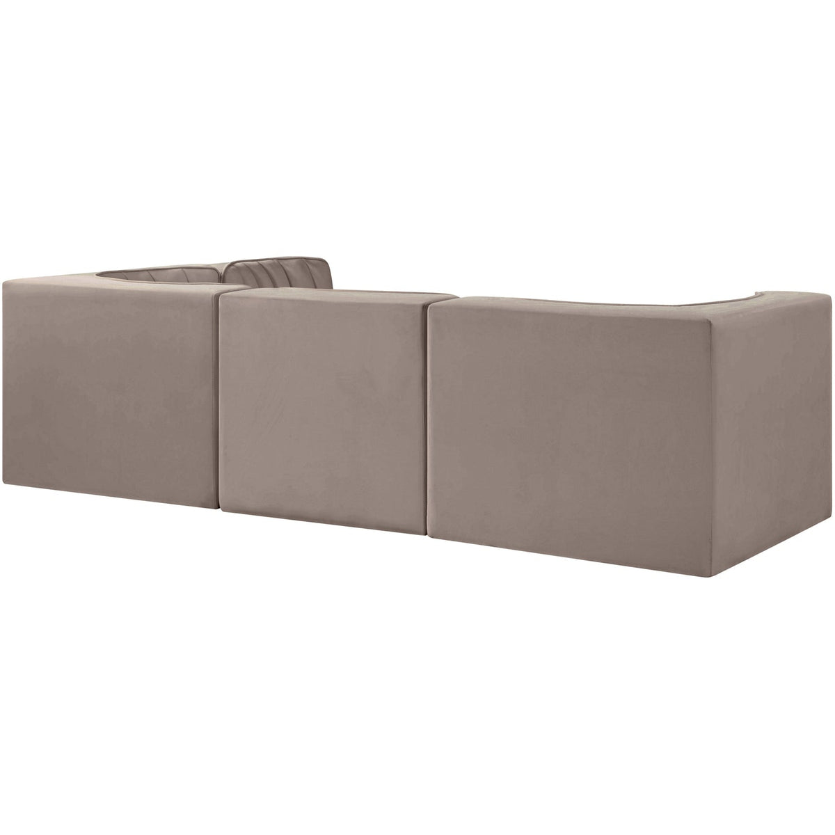 Rummi Taupe Velvet Performance Fabric Upholstered 4 Piece Modular Sectional Sofa