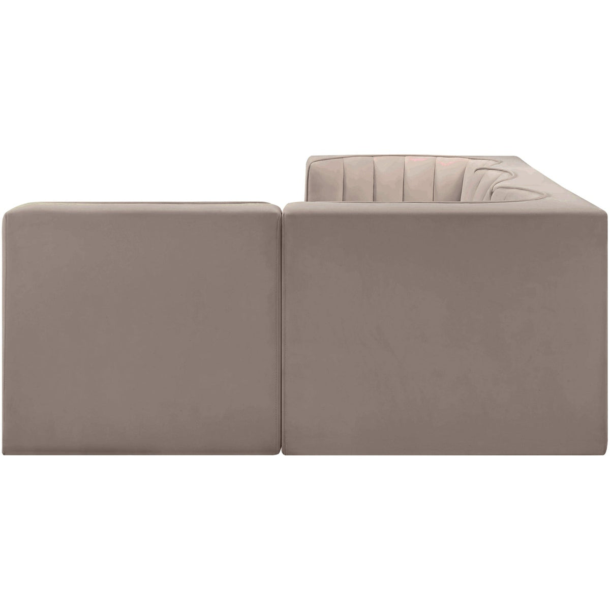 Rummi Taupe Velvet Performance Fabric Upholstered 4 Piece Modular Sectional Sofa
