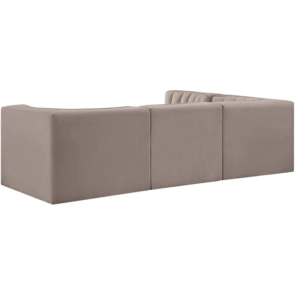 Rummi Taupe Velvet Performance Fabric Upholstered 4 Piece Modular Sectional Sofa
