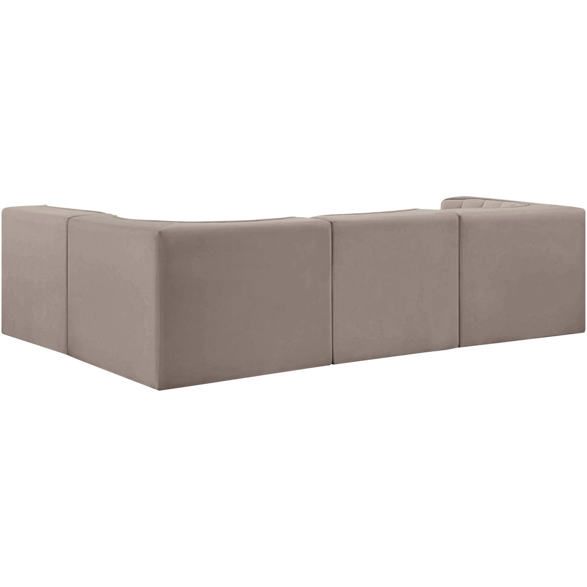 Rummi Taupe Velvet Performance Fabric Upholstered 4 Piece Modular Sectional Sofa