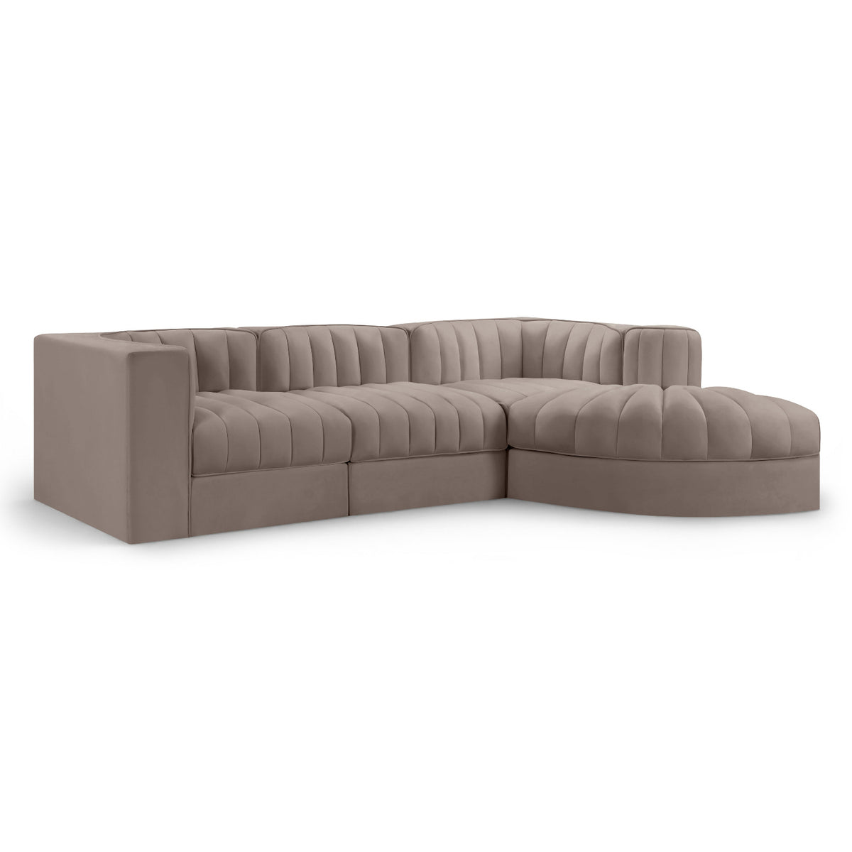Rummi Taupe Velvet Performance Fabric Upholstered 4pc. Modular Sectional in taupe velvet, primary product view