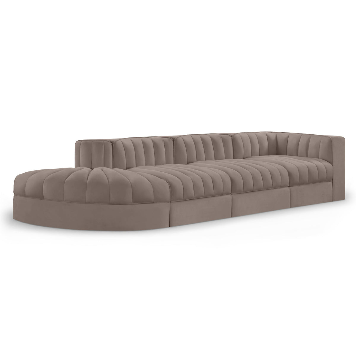 Rummi Taupe Velvet Performance Fabric Upholstered 4pc. Modular Sectional in Taupe velvet, 141"W, primary product view