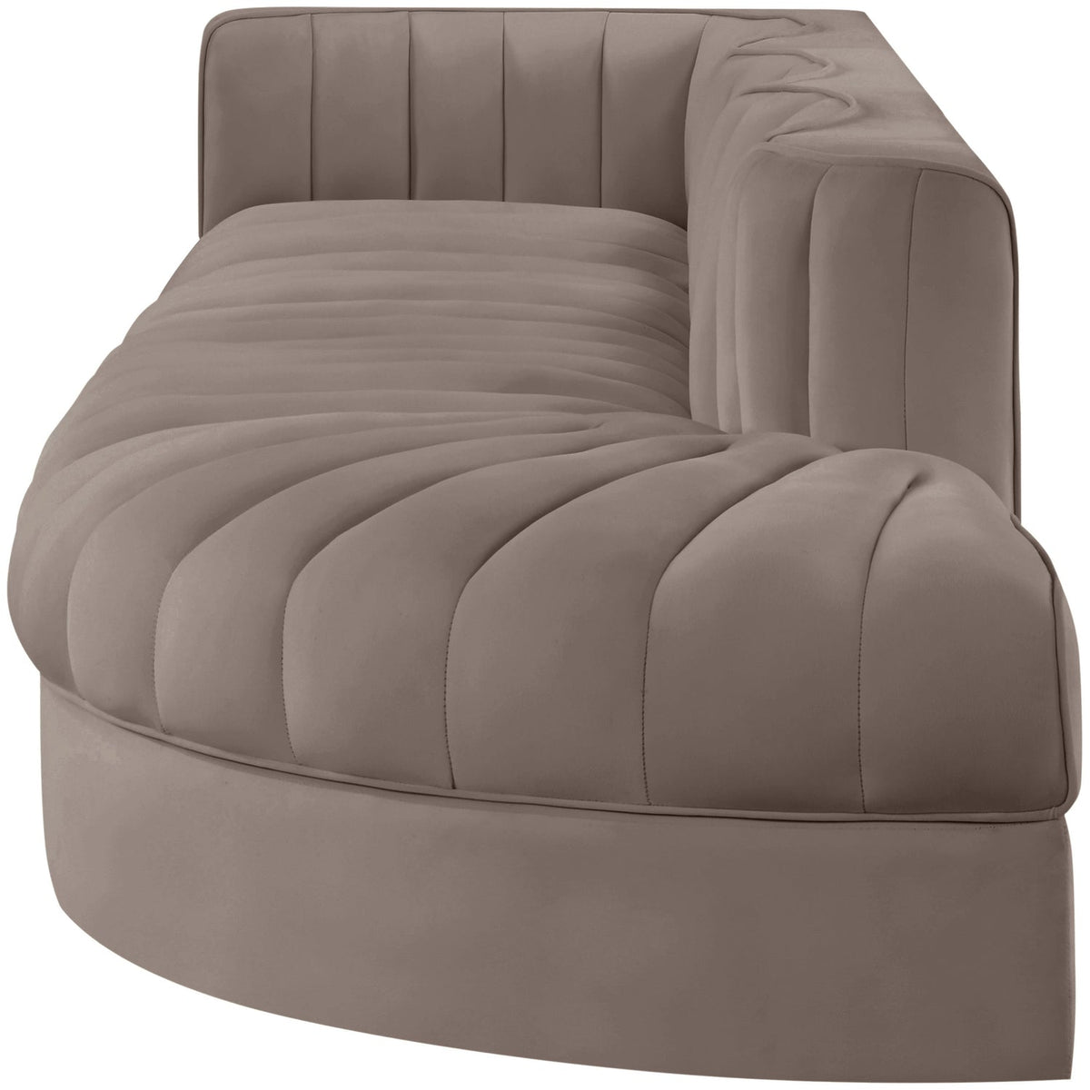 Rummi Taupe Velvet Performance Fabric Upholstered 4 Piece Modular Sectional Sofa