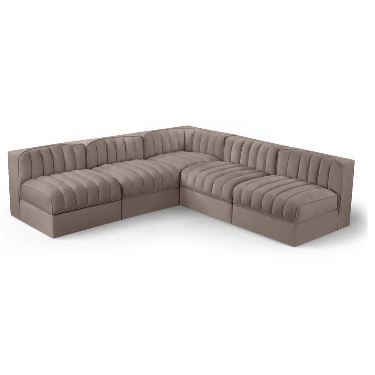 Rummi Taupe Velvet Performance Fabric Upholstered 5pc. Modular Sectional in taupe velvet, primary product view