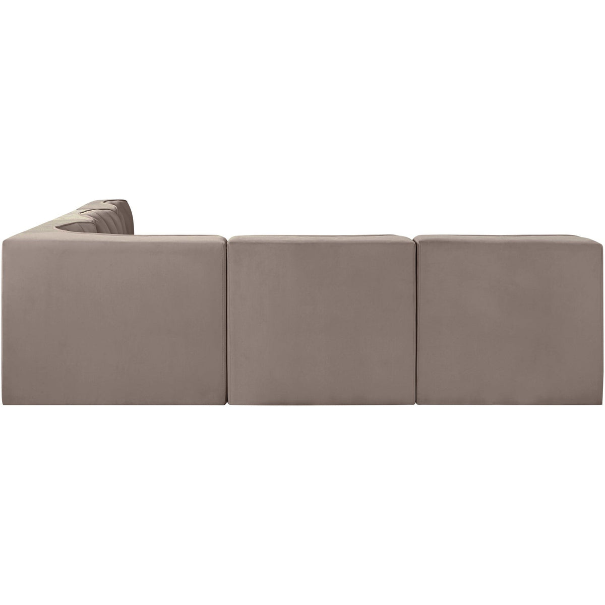 Rummi Taupe Velvet Performance Fabric Upholstered 5 Piece Modular Sectional Sofa