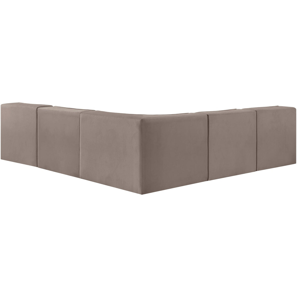 Rummi Taupe Velvet Performance Fabric Upholstered 5 Piece Modular Sectional Sofa