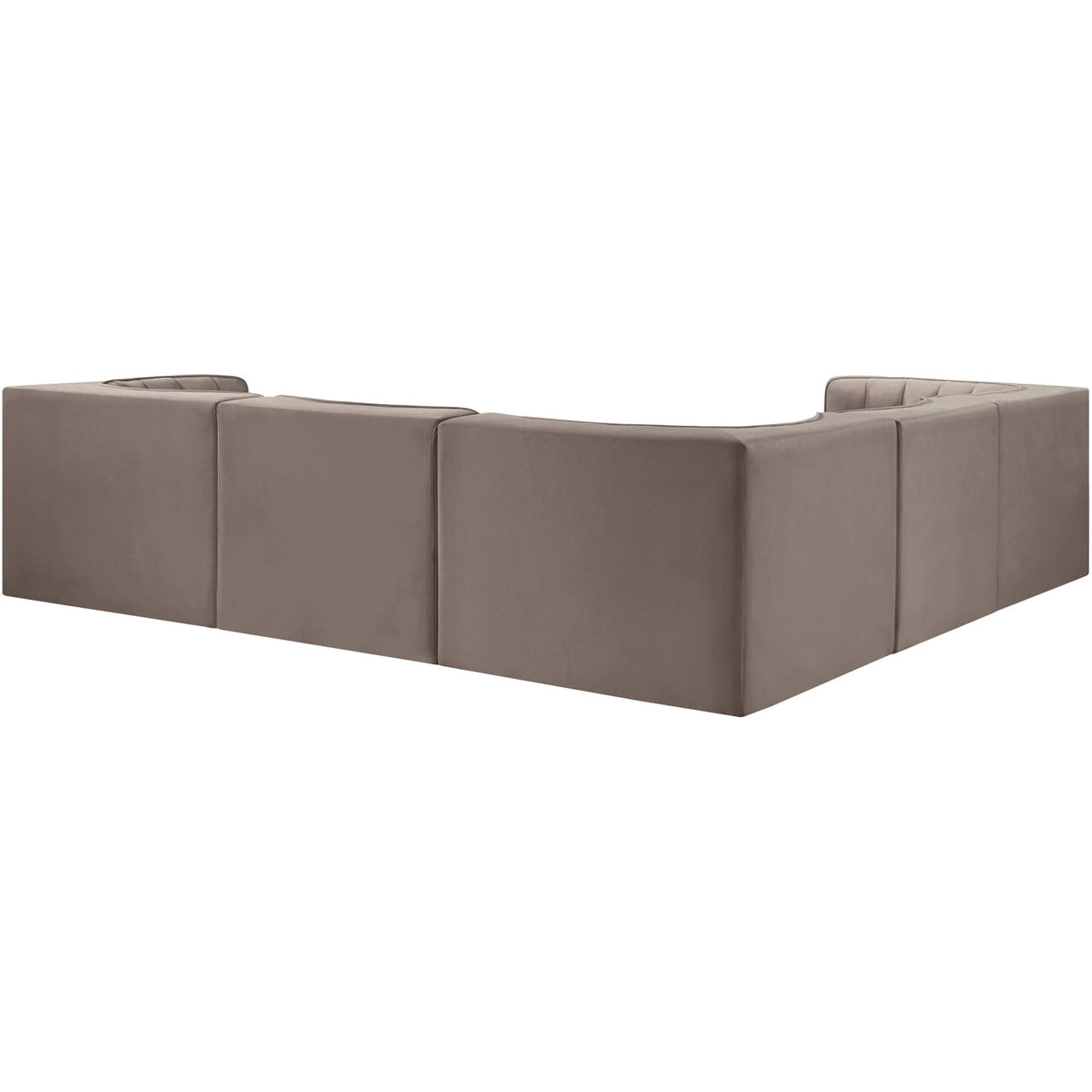 Rummi Taupe Velvet Performance Fabric Upholstered 5 Piece Modular Sectional Sofa