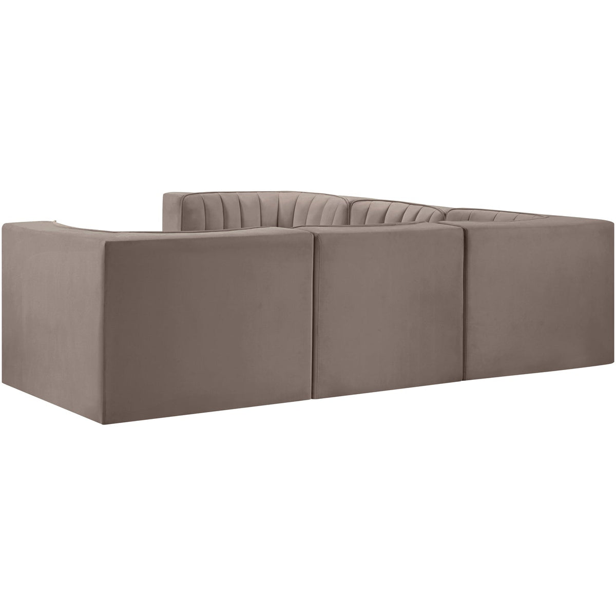 Rummi Taupe Velvet Performance Fabric Upholstered 5 Piece Modular Sectional Sofa
