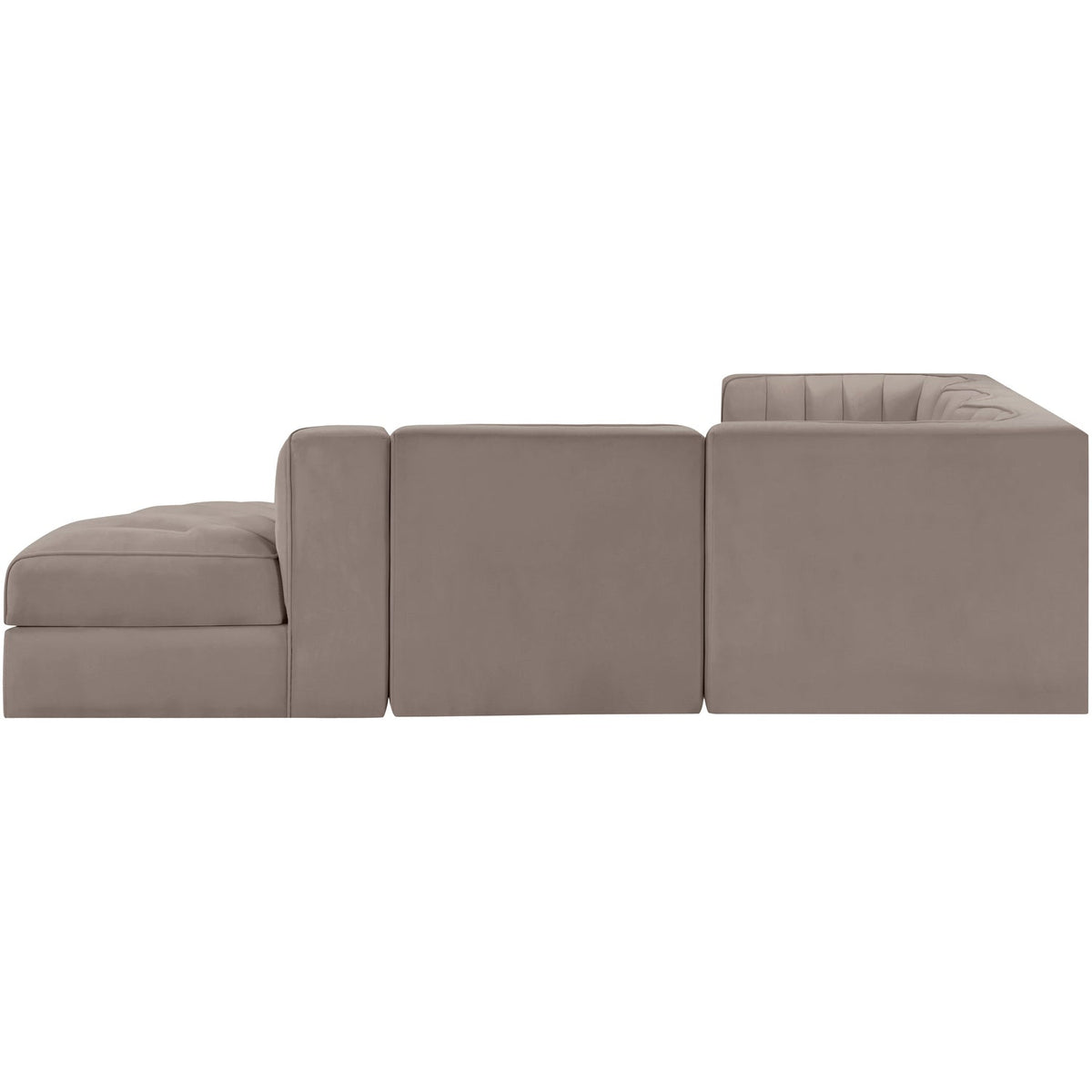 Rummi Taupe Velvet Performance Fabric Upholstered 5 Piece Modular Sectional Sofa
