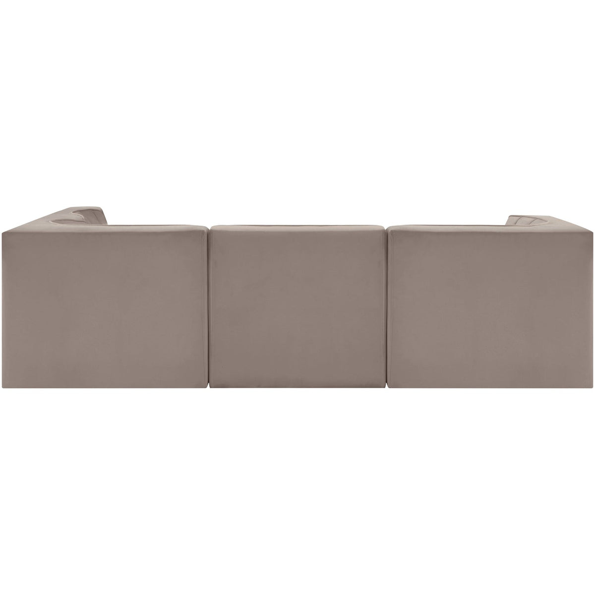 Rummi Taupe Velvet Performance Fabric Upholstered 5 Piece Modular Sectional Sofa