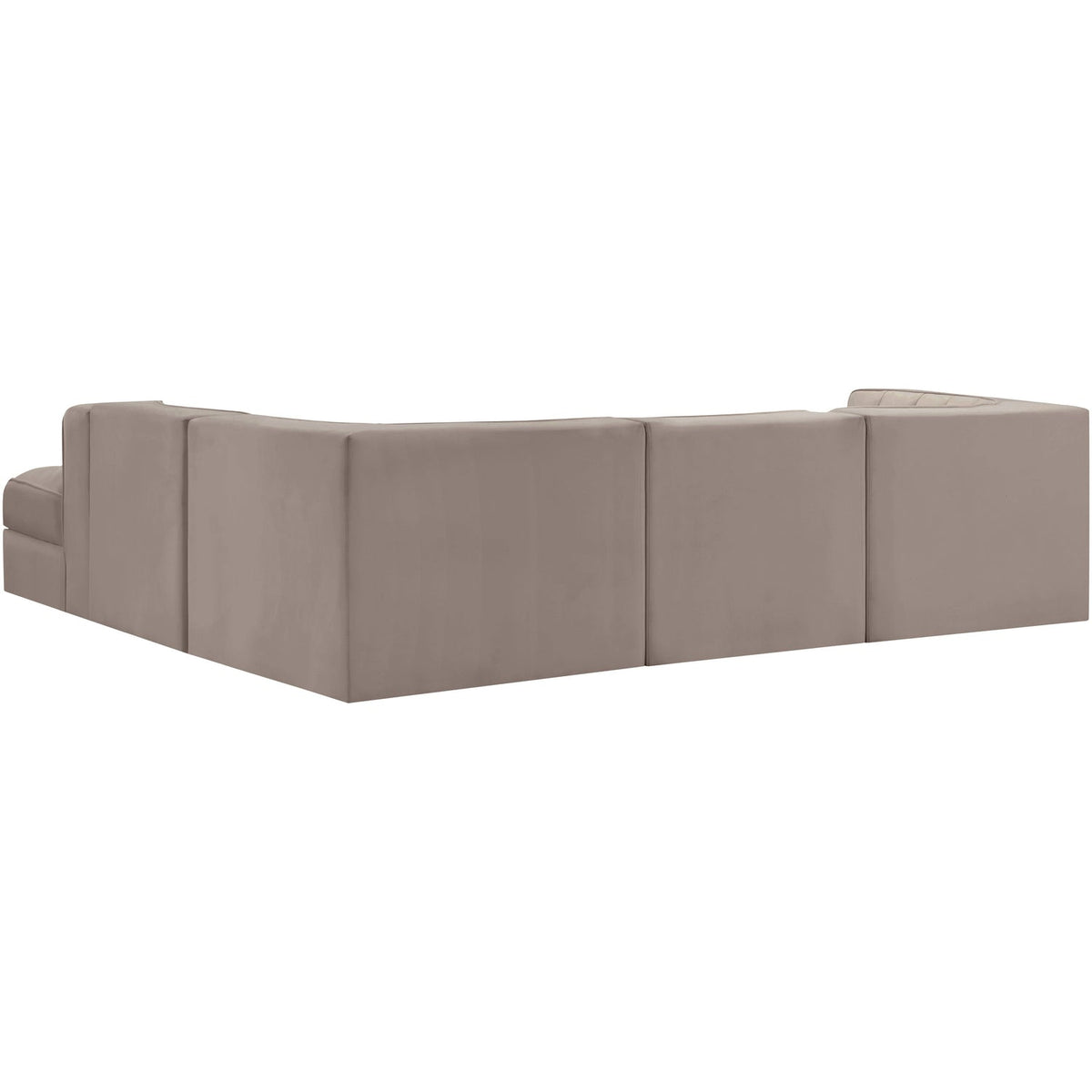 Rummi Taupe Velvet Performance Fabric Upholstered 5 Piece Modular Sectional Sofa